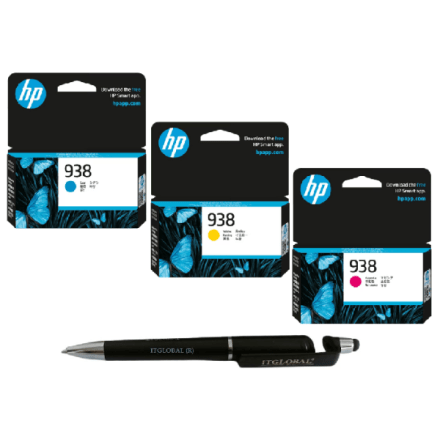 HP 938 Yellow Magenta Cyan Ink Cartridges Each