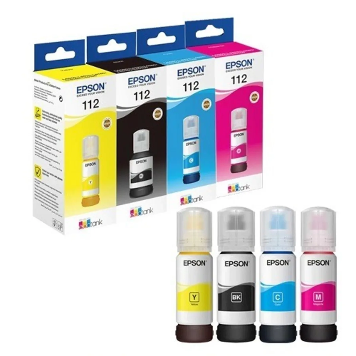 Epson 112 EcoTank Ink Bottles Cyan Yellow Magenta Each